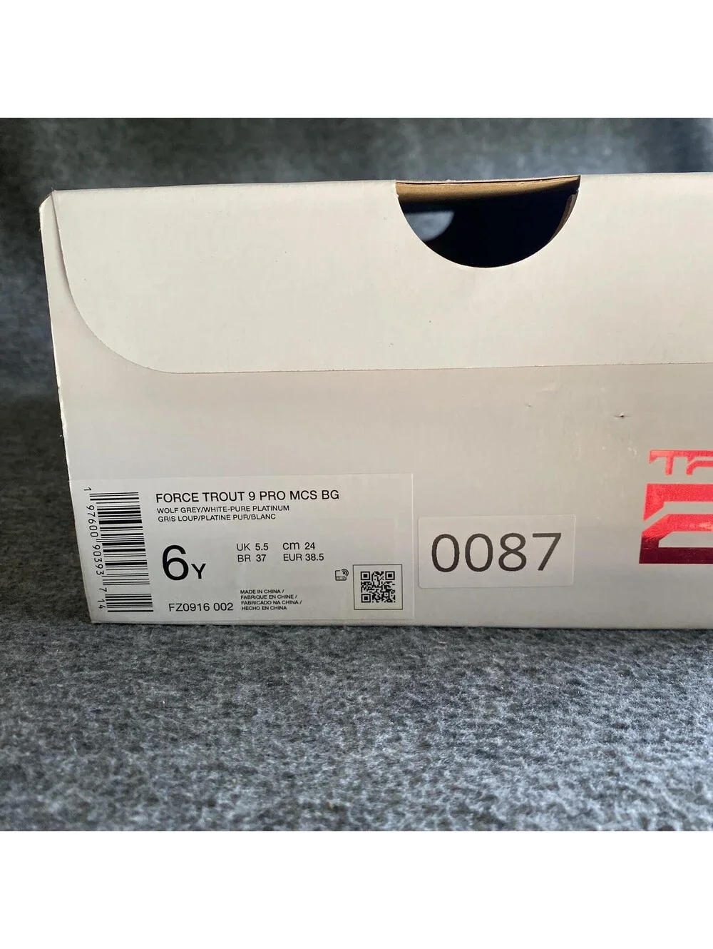 Nike Force Trout 9 Pro MCS BG Shoes Youth 6Y Grey Baseball Cleats FZ0916-002